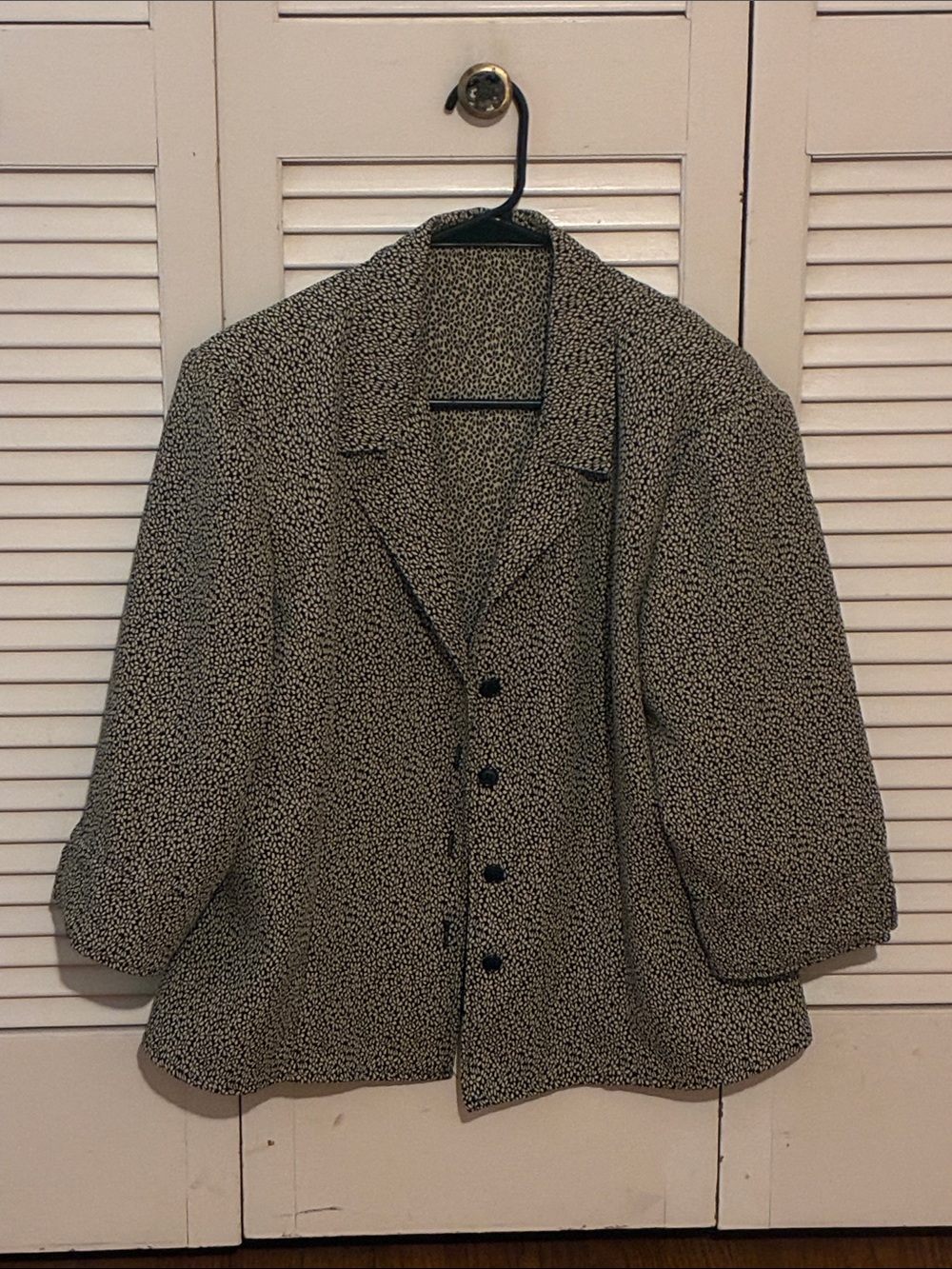 Black & White Speckled Button-Front Women's Blazer